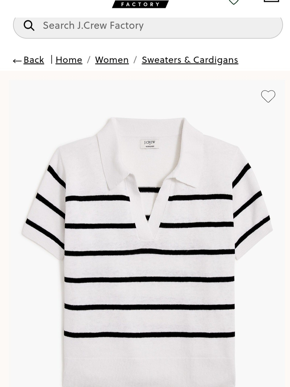 J-Crew Striped linen-blend short-sleeve polo sweater(S)